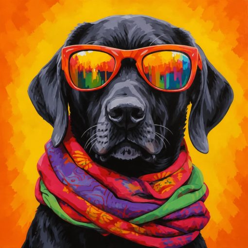Labrador napszemüvegben - Számfestő készlet kereten 40x40