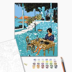   Idylle in Griechenland - Malen nach Zahlen Set auf Rahmen 40x50 cm
