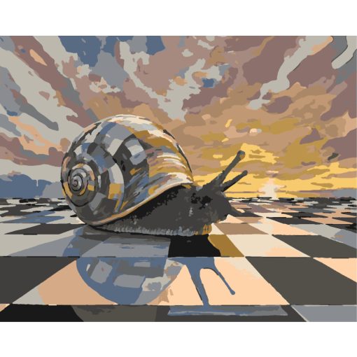 Schneckentempo ins Unendliche – Malen nach Zahlen Set auf Rahmen 40x50 cm
