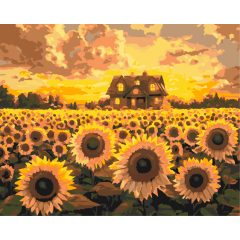   Das Zuhause der Sonnenblumen – Malen nach Zahlen Set auf Rahmen 40x50 cm