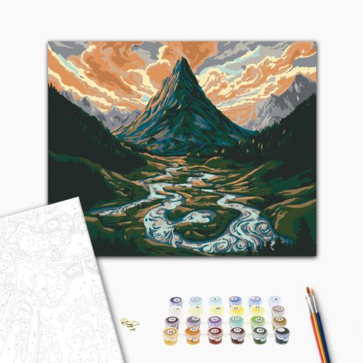 Das Herz des Tals – Malen nach Zahlen Set auf Rahmen 40x50 cm