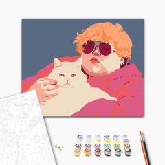   Chill-Katzenfreund – Malen nach Zahlen Set auf Rahmen 40x50 cm