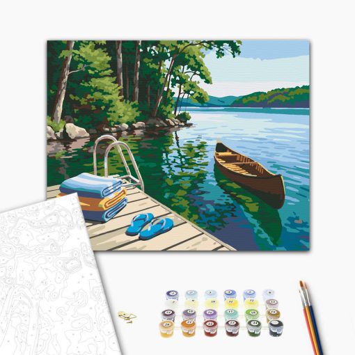 Abenteuer am Wasser – Malen nach Zahlen Set auf Rahmen 40x50 cm