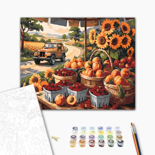 Sommerliche Aromen und Wege – Malen nach Zahlen Set auf Rahmen 40x50 cm