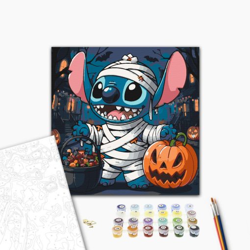 Halloween-Süßigkeit – Malen nach Zahlen Set auf Rahmen 40x40 cm