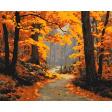Herbstlicher Traumweg – Malen nach Zahlen Set auf Rahmen 40x50 cm