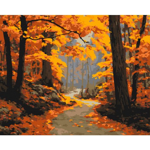 Herbstlicher Traumweg – Malen nach Zahlen Set auf Rahmen 40x50 cm