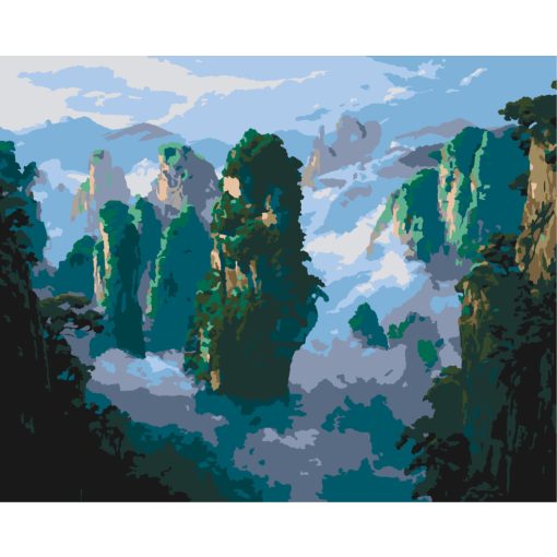 Schwebende Berge – Malen nach Zahlen Set auf Rahmen 40x50 cm