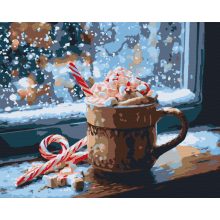 Weihnachtlicher Kakao 1 – Malen nach Zahlen Set auf Rahmen 40x50 cm
