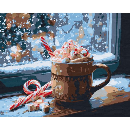 Weihnachtlicher Kakao 1 – Malen nach Zahlen Set auf Rahmen 40x50 cm