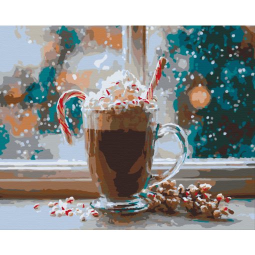 Weihnachtlicher Kakao 2 – Malen nach Zahlen Set auf Rahmen 40x50 cm
