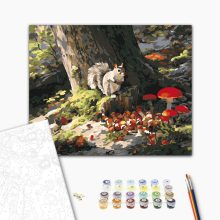 Eichhörnchenspaß – Malen nach Zahlen Set auf Rahmen 40x50 cm