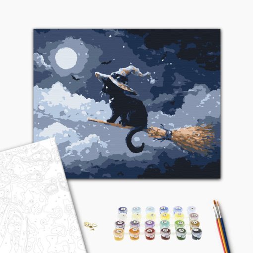 Hexenkätzchen – Malen nach Zahlen Set auf Rahmen 40x50 cm
