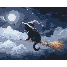 Hexenkätzchen – Malen nach Zahlen Set auf Rahmen 40x50 cm