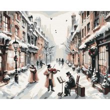 Gemütliche Winterstadt - Malen-nach-Zahlen-Set auf Keilrahmen 40x50