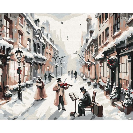 Gemütliche Winterstadt - Malen-nach-Zahlen-Set auf Keilrahmen 40x50