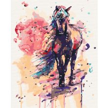 Pferd Aquarell - Malen-nach-Zahlen-Set auf Keilrahmen 40x50