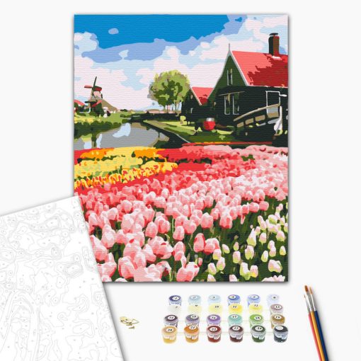 Holländische Landschaft - Malen-nach-Zahlen-Set auf Keilrahmen 40x50