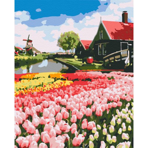 Holländische Landschaft - Malen-nach-Zahlen-Set auf Keilrahmen 40x50