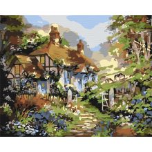 Frühlingsfeenhaus - Malen-nach-Zahlen-Set auf Keilrahmen 40x50