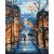   Nächtlicher Regen in der Stadt - Malen-nach-Zahlen-Set auf Keilrahmen 40x50