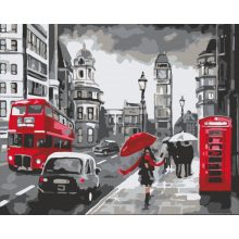 Regnerisches London - Malen-nach-Zahlen-Set auf Keilrahmen 40x50