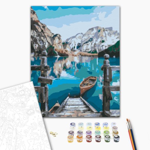 Boot auf dem See - Malen-nach-Zahlen-Set auf Keilrahmen 40x50