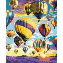 Luftballons in den Wolken - Malen-nach-Zahlen-Set auf Keilrahmen 40x50