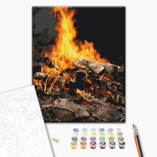 Lagerfeuer - Malen-nach-Zahlen-Set auf Keilrahmen 40x50