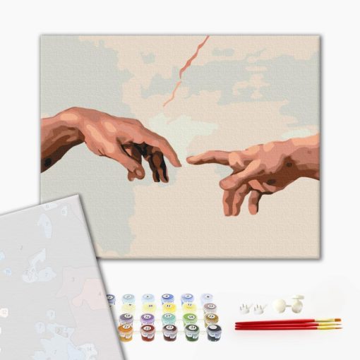 Die Erschaffung Adams (Detail) - Michelangelo - Malen-nach-Zahlen-Set auf Keilrahmen 40x50