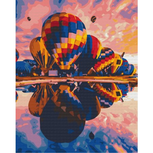 Heißluftballon Treffen - Malen-nach-Zahlen-Set auf Keilrahmen 40x50