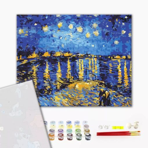 Sternennacht über der Rhone - Van Gogh - Malen-nach-Zahlen-Set auf Keilrahmen 40x50