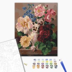   Klassisches Blumenstillleben - Malen-nach-Zahlen-Set auf Keilrahmen 40x50