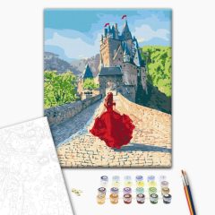   Romantik des Schlosses - Malen-nach-Zahlen-Set auf Keilrahmen 40x50