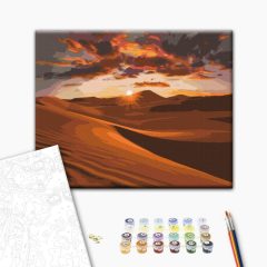   Sonnenuntergang über den Dünen - Malen-nach-Zahlen-Set auf Keilrahmen 40x50
