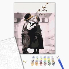 Erster Kuss – Malen nach Zahlen Set auf Rahmen 40x50 cm