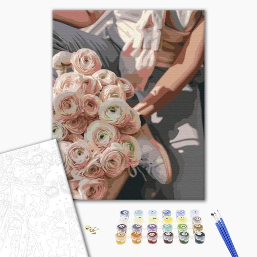 Stilvolles Bouquet - Malen-nach-Zahlen-Set auf Keilrahmen 40x50