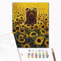   Auf dem Meer der Sonnenblumen - Malen-nach-Zahlen-Set auf Keilrahmen 40x50