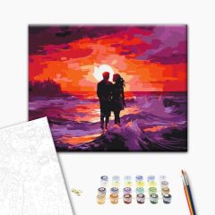   Romantischer Sonnenuntergang - Malen-nach-Zahlen-Set auf Keilrahmen 40x50