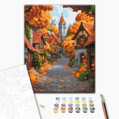   Mittelalterlicher Herbst - Malen-nach-Zahlen-Set auf Keilrahmen 40x50