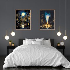 Esti fények - 2 darabos számfestő készlet kereten
