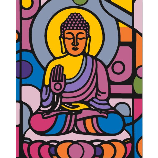 Bunter Buddha - 3-teiliges Malen-nach-Zahlen-Set auf Leinwand