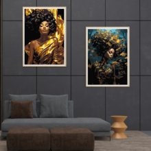 Goldene Eleganz - 2-teiliges Malen-nach-Zahlen-Set auf Leinwand