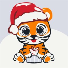   Aranyos tigris ajándék - Kifestő készlet kereten gyerekeknek 20x20