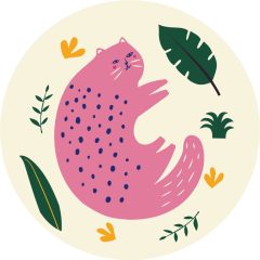   Pinke Katze - Runde Malen-nach-Zahlen-Set auf Keilrahmen 30 cm